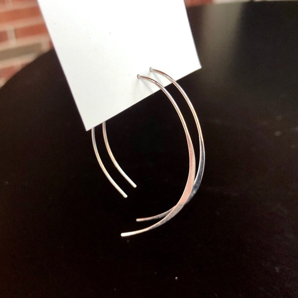 Silver Open Hoop Earrings - Picture 2 of 5